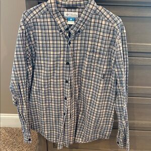 Columbia Men's Casual Blue and White Plaid Shirt